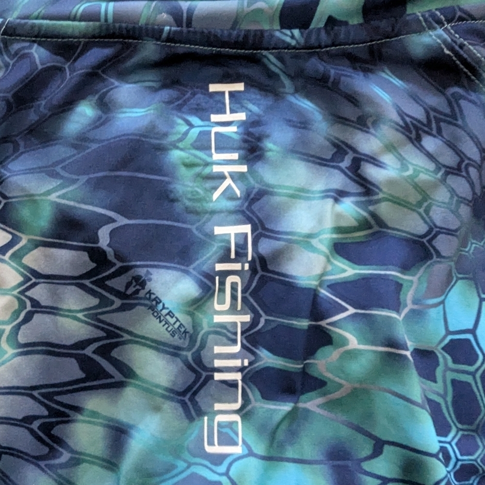 Huk Kryptek Pontus Performance Fishing Long Sleeve Shirt V-neck‎ Women's Sz L - Picture 6 of 8